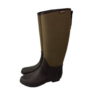 Hunter Lady N Women's Size 8 Tall Boots Brown Tweed Rubber Wellington